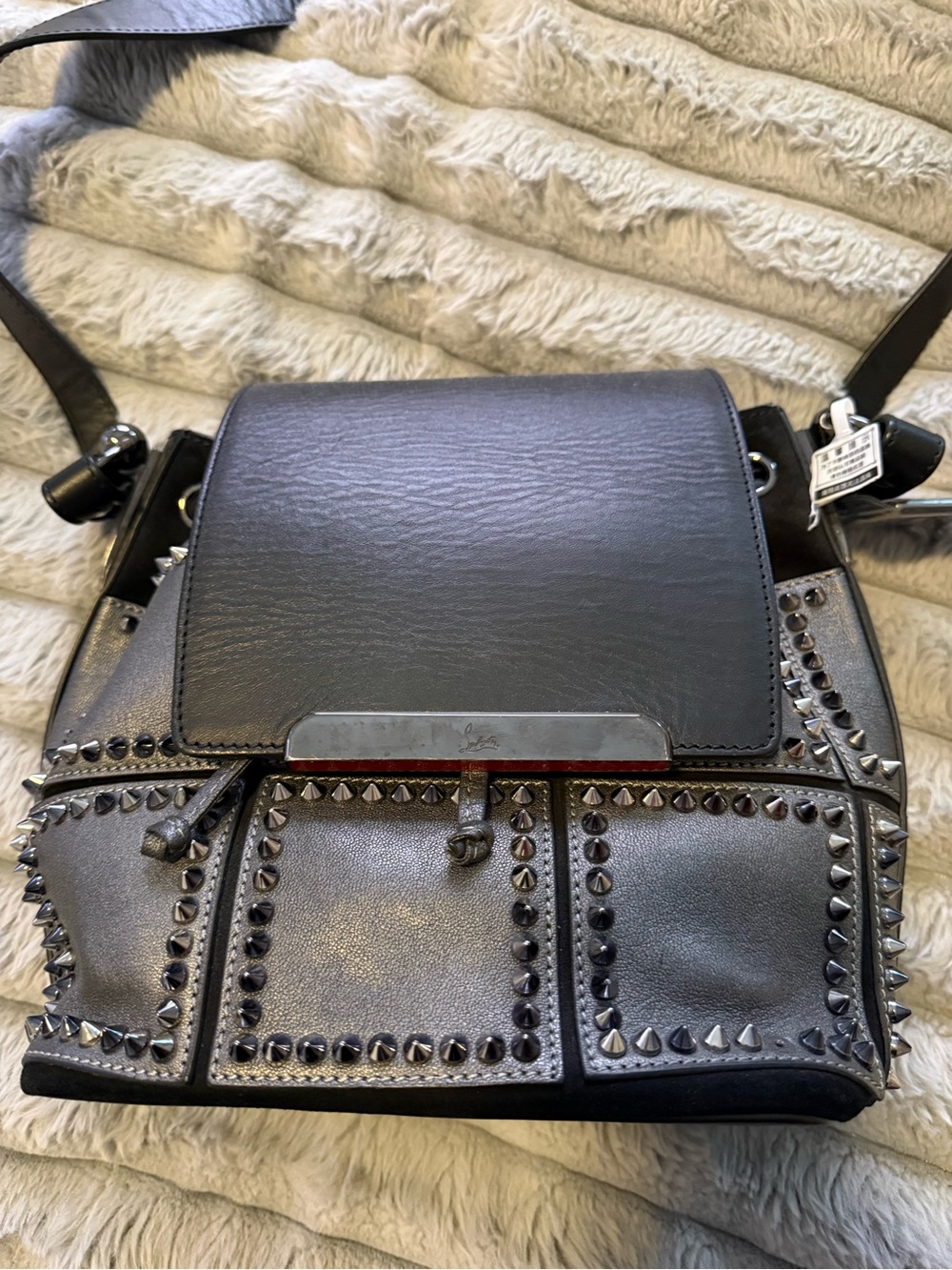 Christian Louboutin Black Studded Leather Backpack - Picture 3 of 9